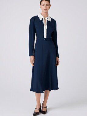 Ghost London Women's 20 Lillian Crepe Collared Neck Midi Dress 50% off Retail